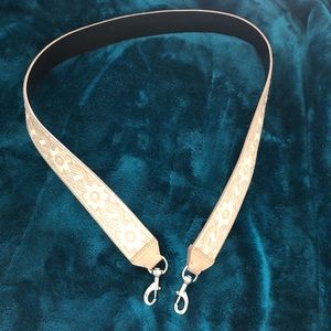 Rebecca Minkoff Beige Embroidered Guitar Strap